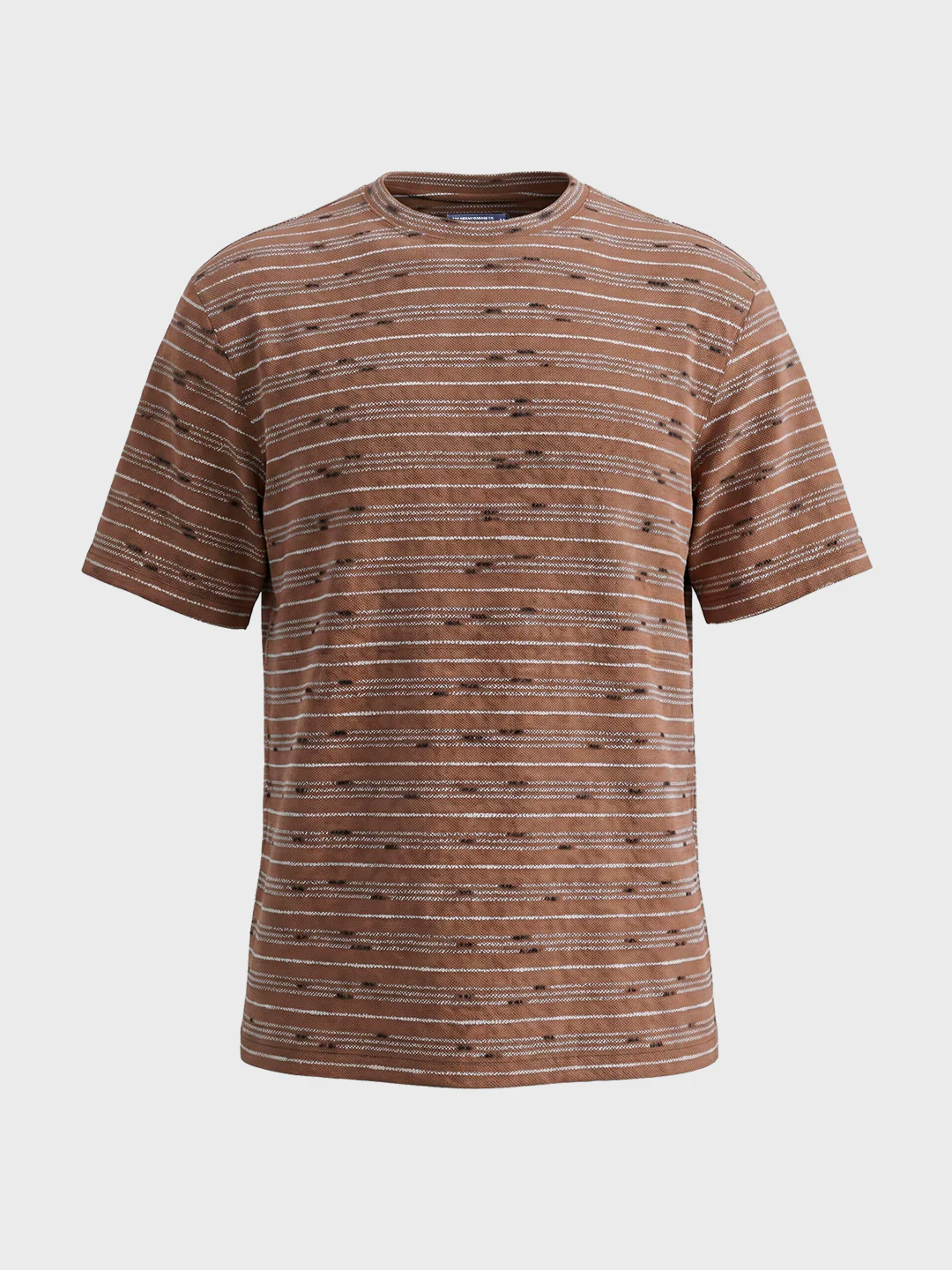 Men's Brown Relaxed Fit Striped Resort Wear T-Shirt - Image 6
