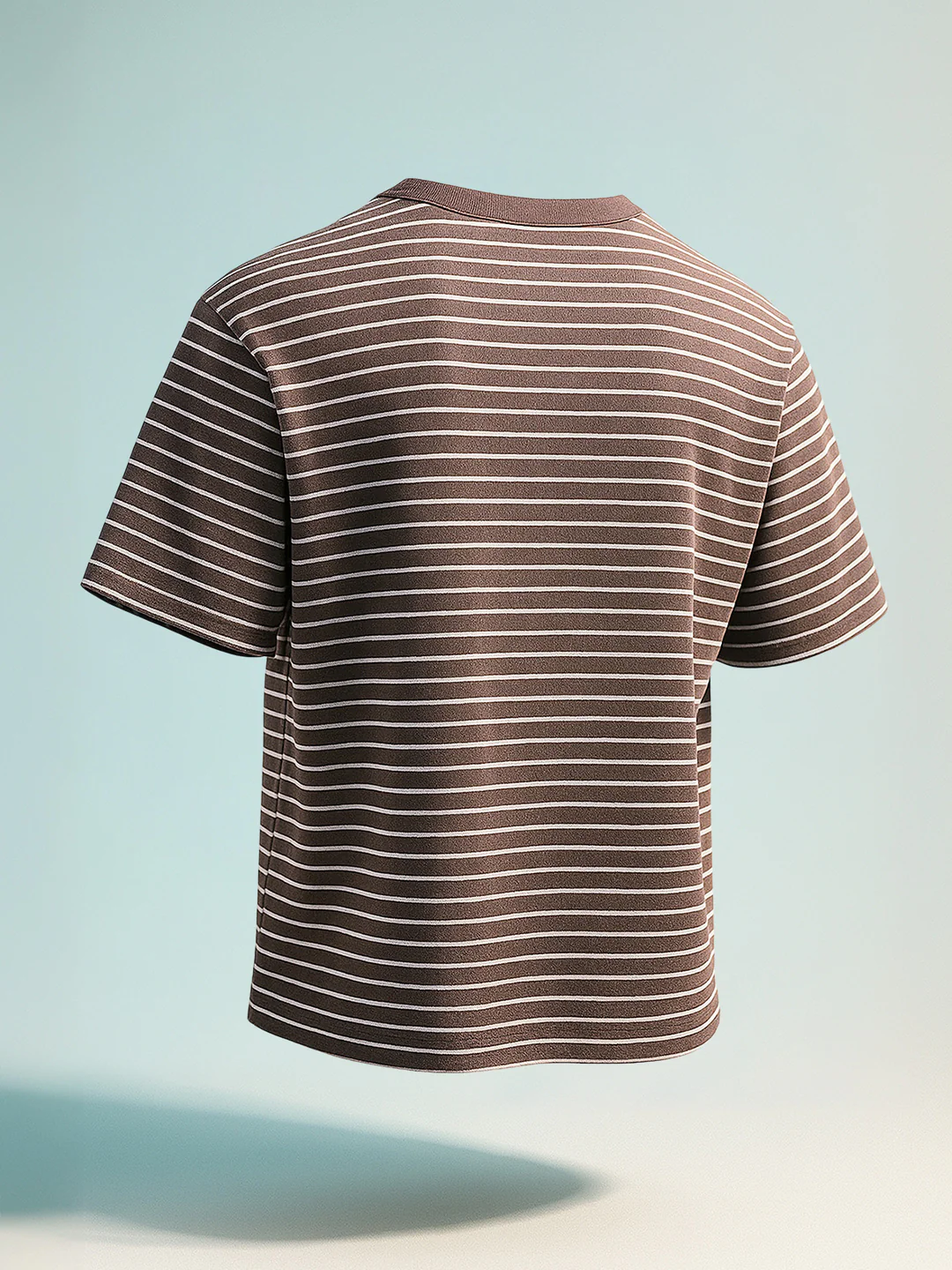 Men's Brown Relaxed Fit Striped 240 GSM Street Wear T-Shirt - Image 8