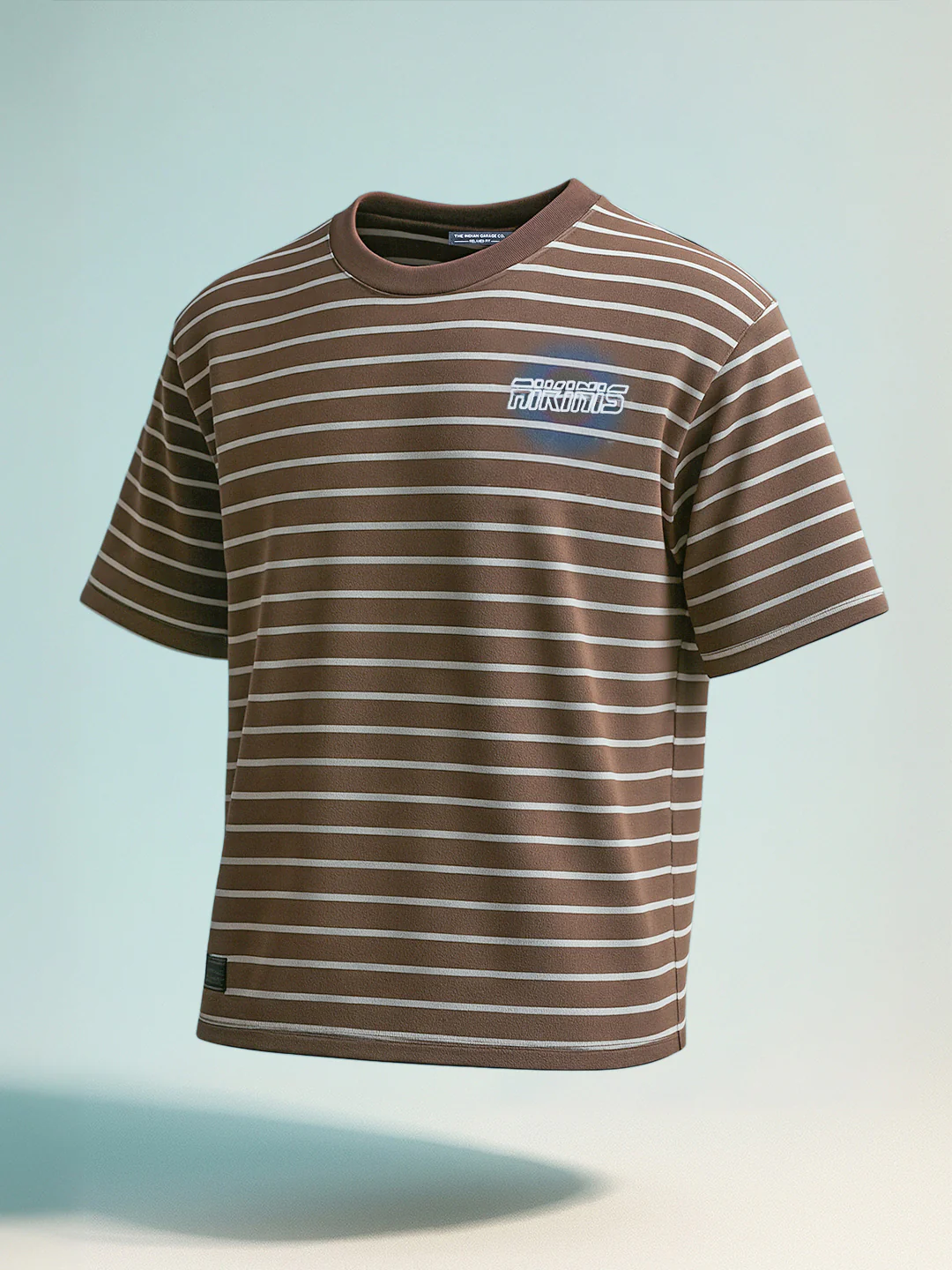 Men's Brown Relaxed Fit Striped 240 GSM Street Wear T-Shirt - Image 6