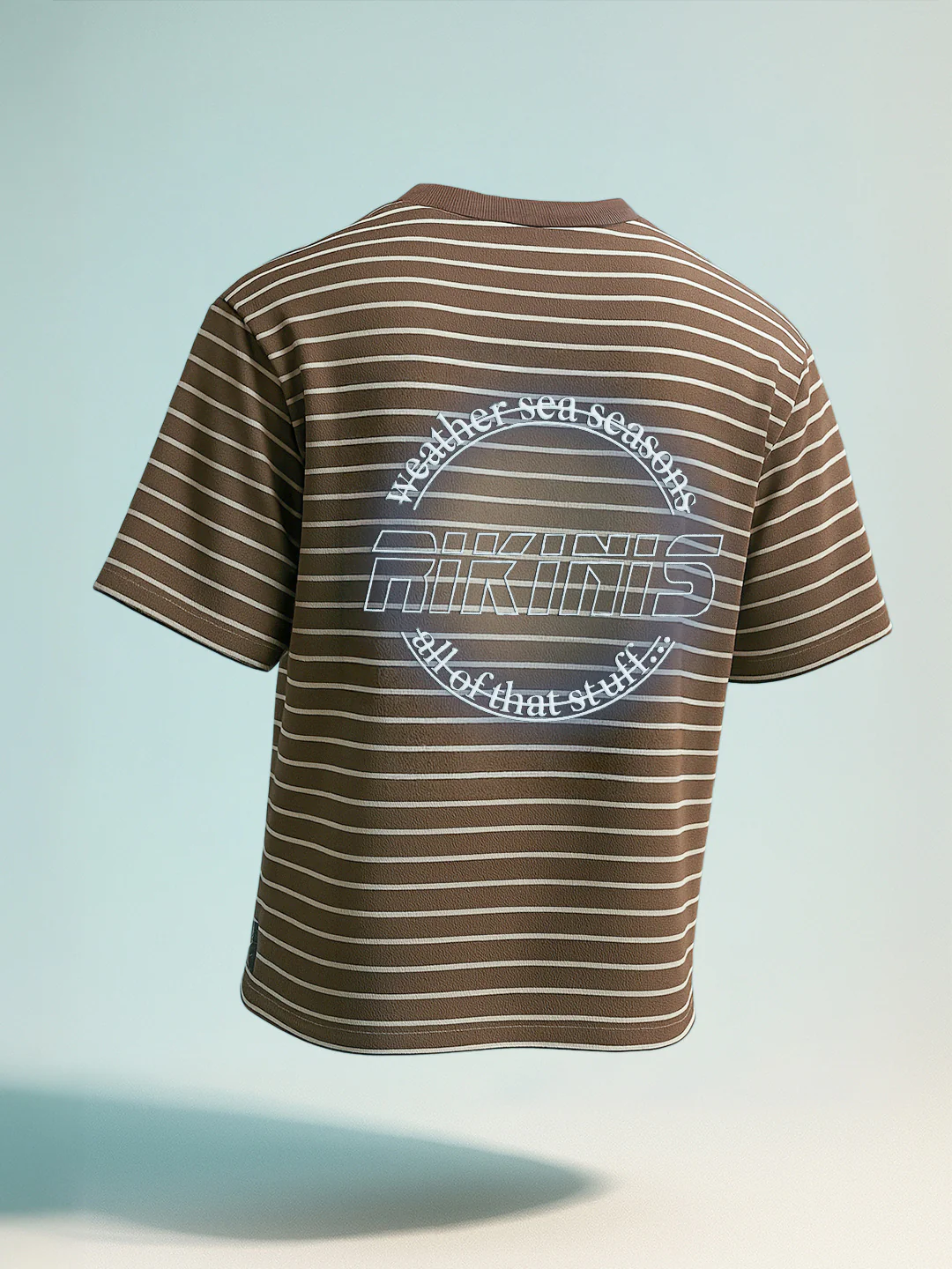 Men's Brown Relaxed Fit Striped 240 GSM Street Wear T-Shirt - Image 8