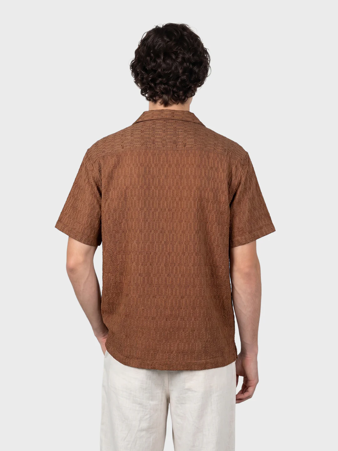 Men's Brown Relaxed Fit Solid Casual Shirt - Image 5