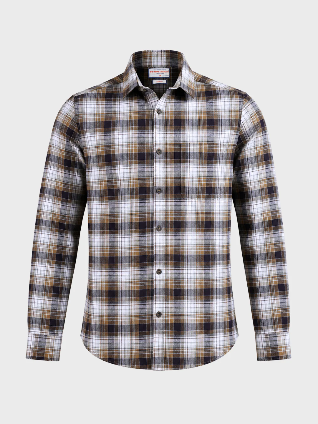 Men's Brown Slim Fit Checkered Casual Shirt - Image 6