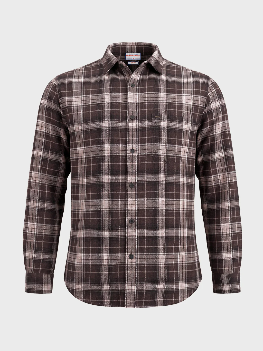 Men's Brown Slim Fit Checkered Casual Shirt - Image 6