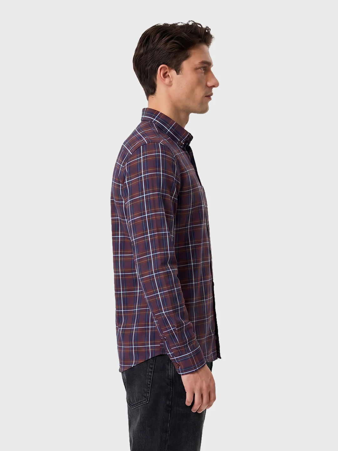 Men's Brown Slim Fit Checkered Casual Shirt - Image 4