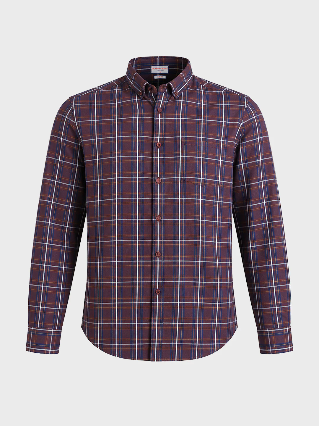 Men's Brown Slim Fit Checkered Casual Shirt - Image 6