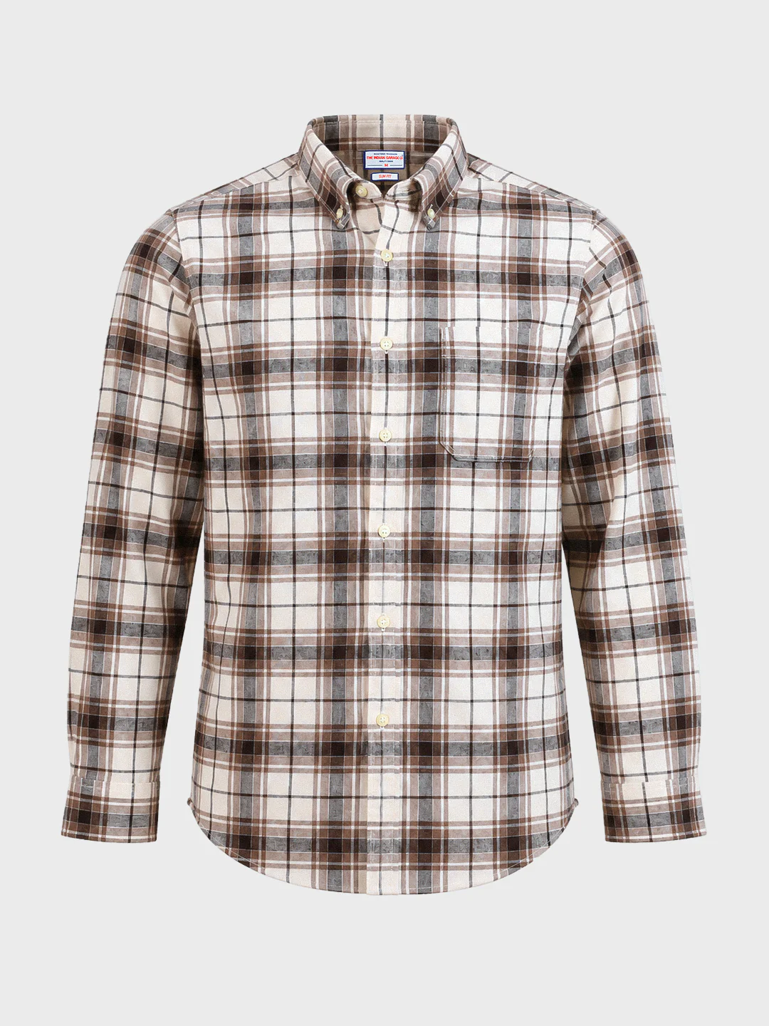 Men's Brown Slim Fit Checkered Casual Shirt - Image 6