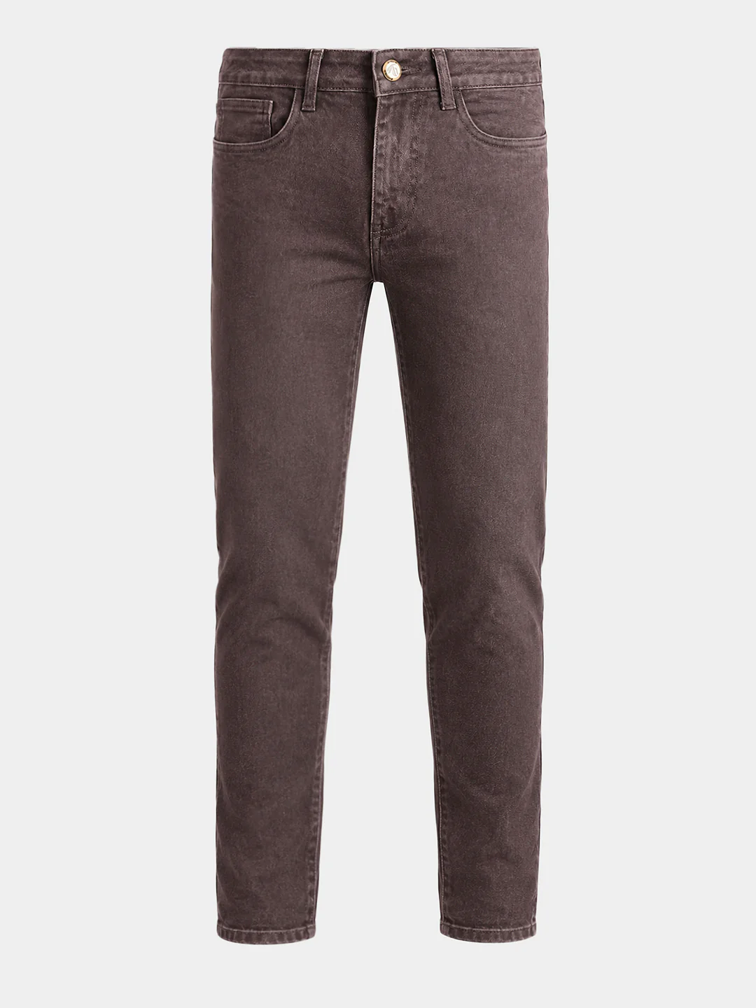 Men's Brown Slim Fit Solid Casual Jeans - Image 5