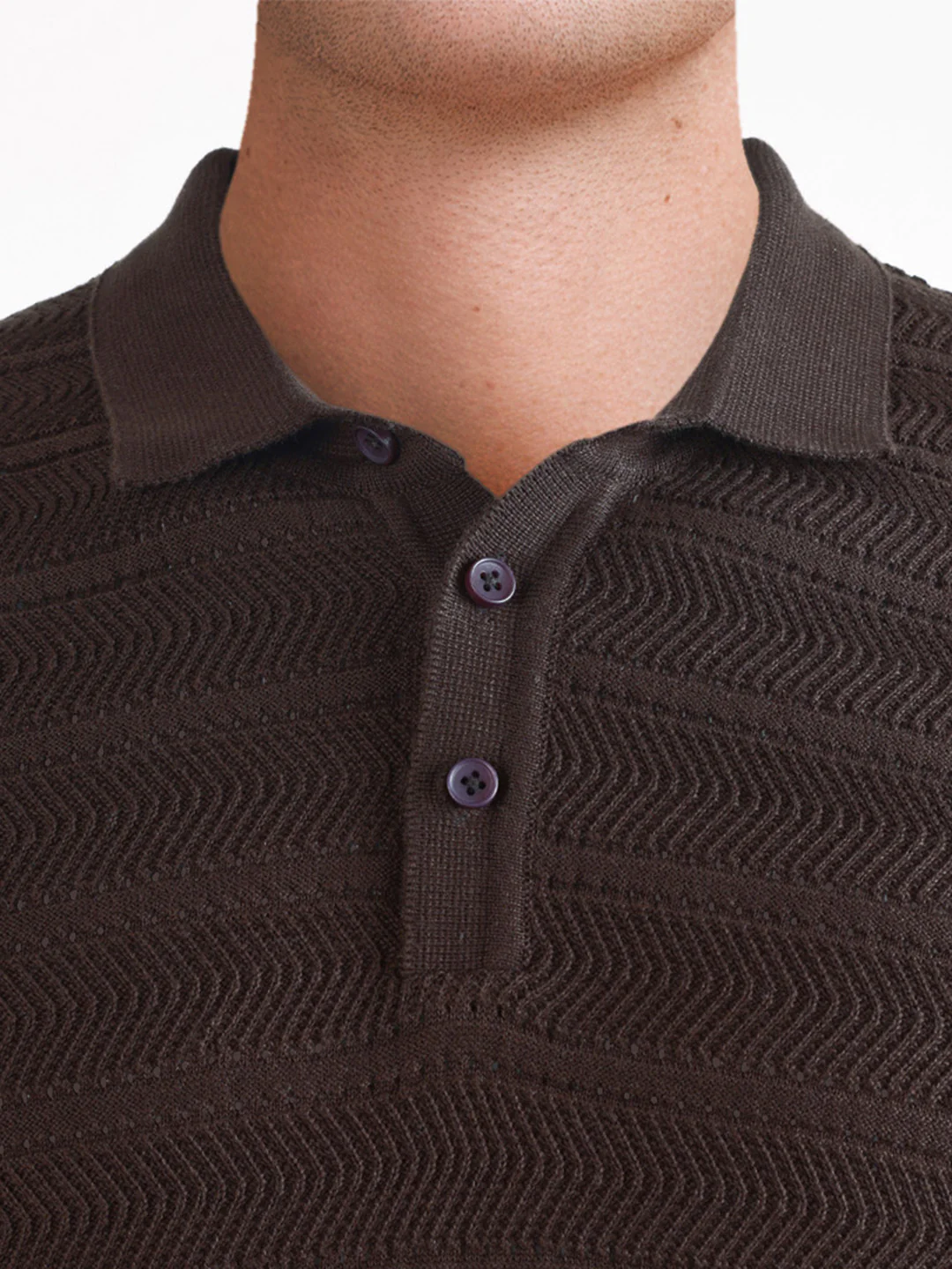 Men's Brown Slim Fit Solid Casual Polos T-Shirt - Image 3