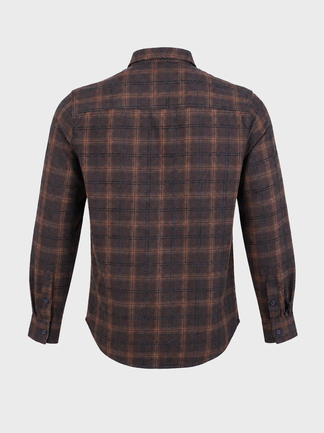 Men's Brown Slim Fit Checkered Casual Shirt - Image 7