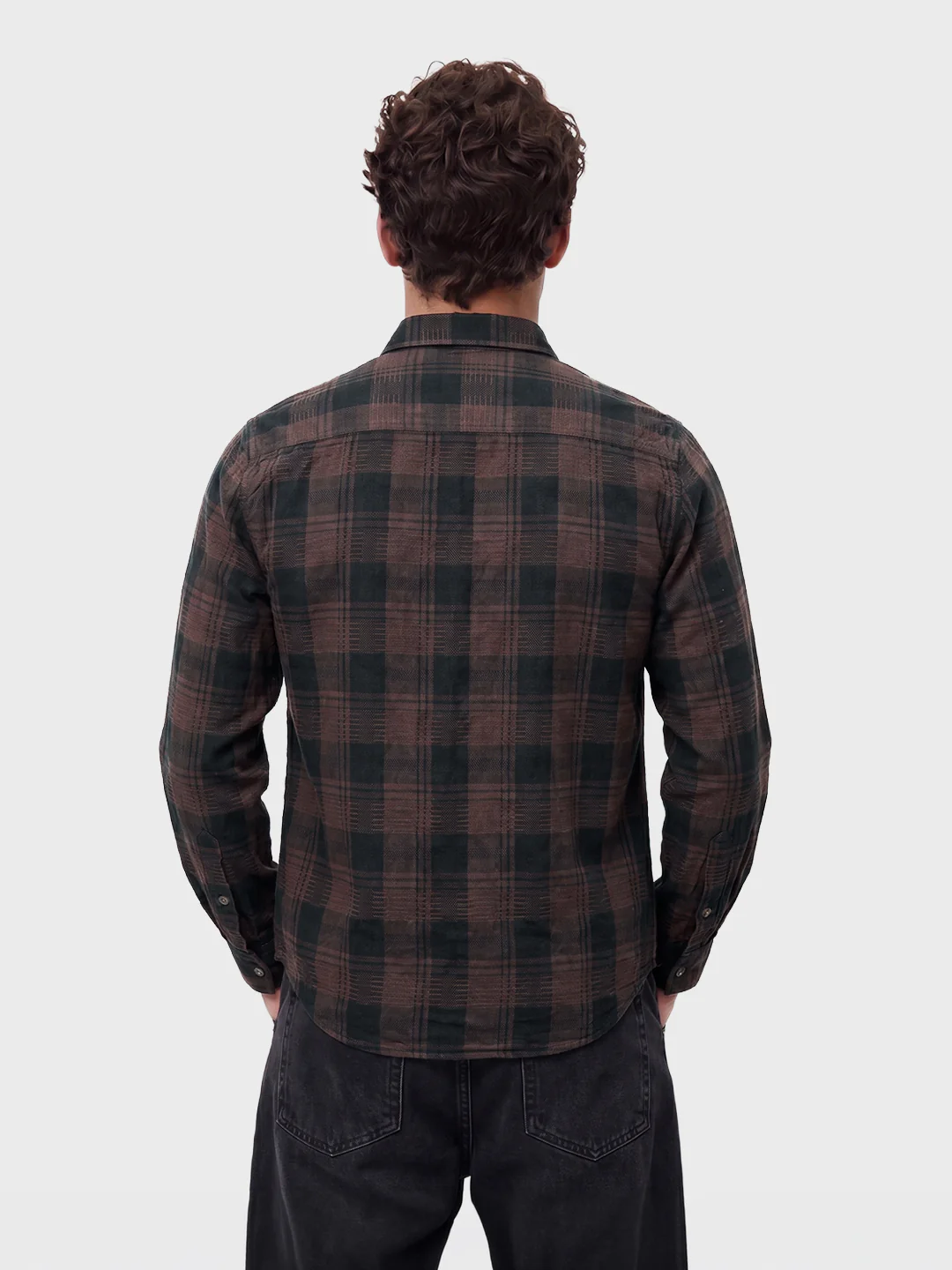 Men's Brown Slim Fit Checkered Casual Shirt - Image 5
