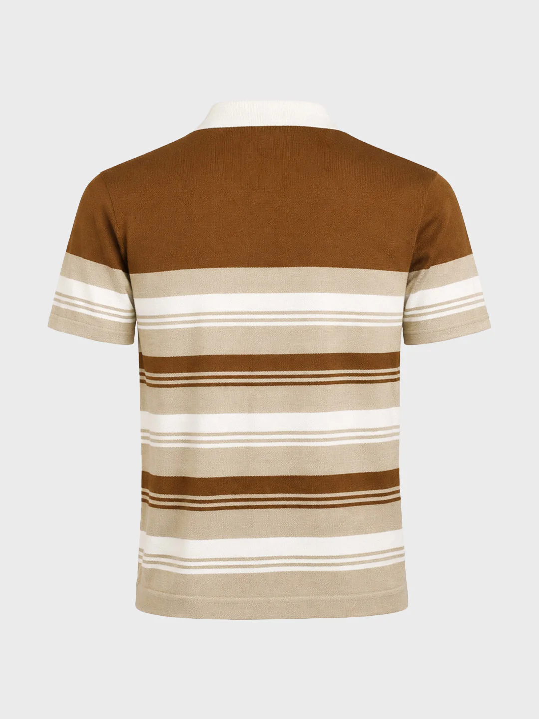 Men's Brown Slim Fit Striped Flat Knit Polo T-Shirt - Image 6