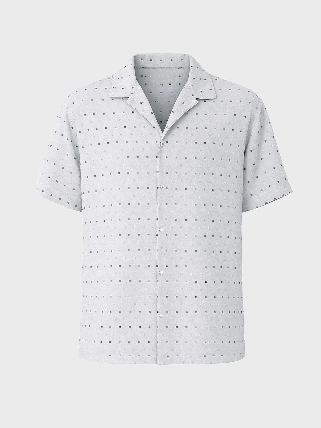 Men's Grey Relaxed Fit Resort Wear Textured Shirt - Image 5