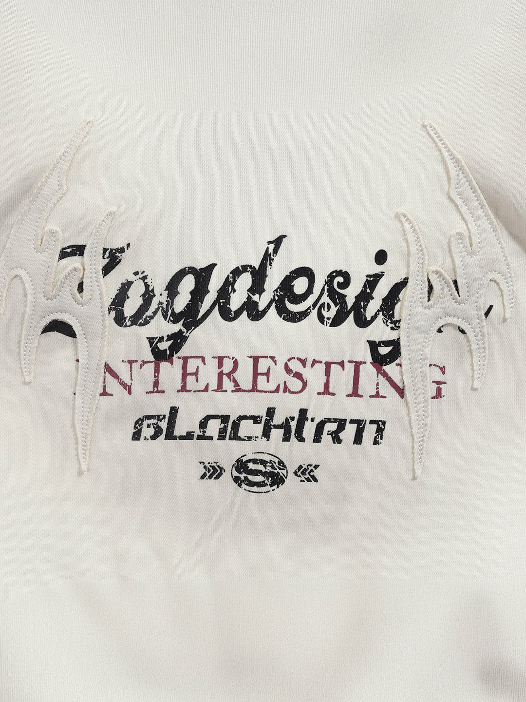 Men's Cream Oversized Fit Embrodered Casual Sweatshirt - Image 3