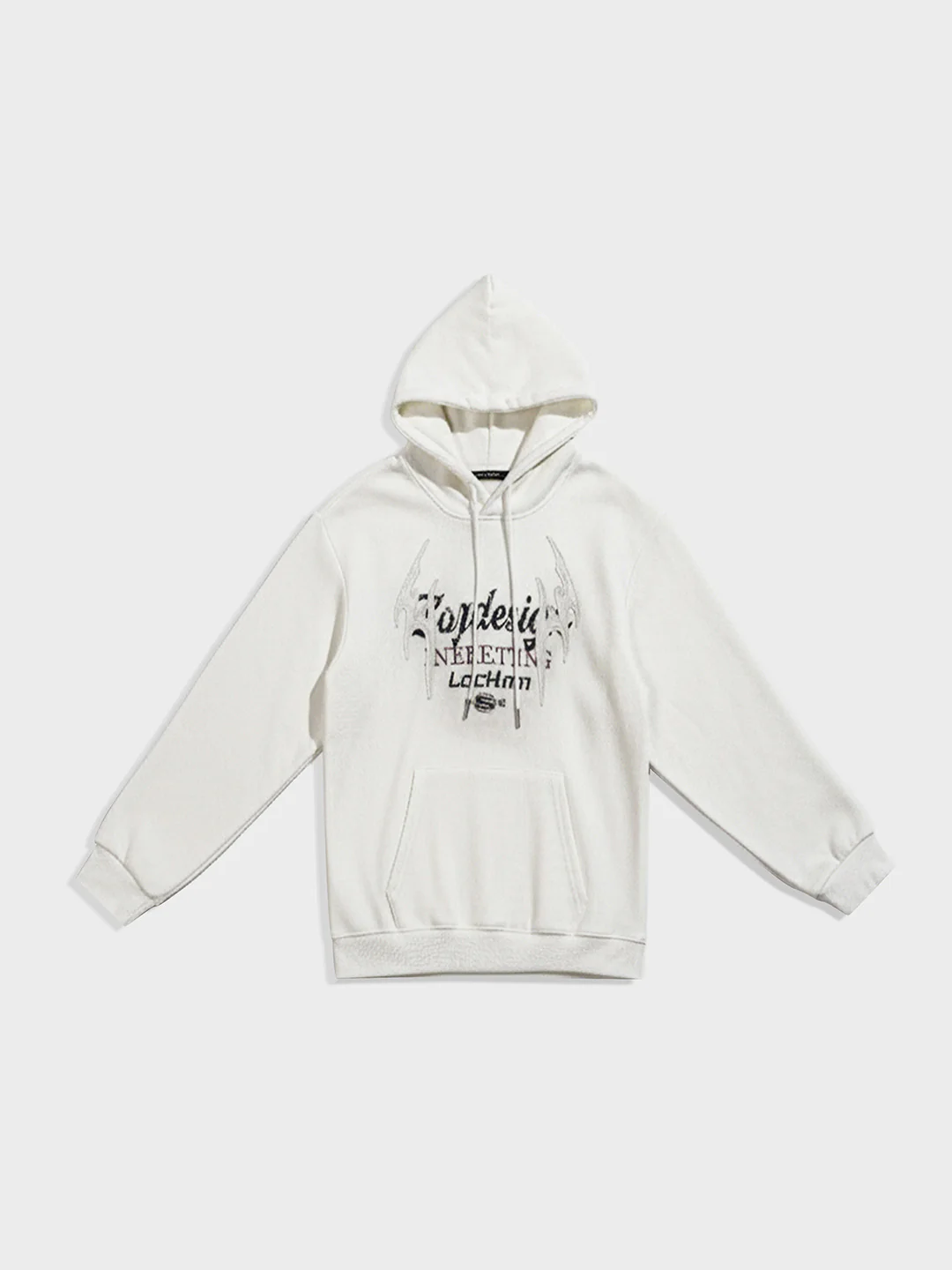 Men's Cream Oversized Fit Embrodered Casual Sweatshirt - Image 4