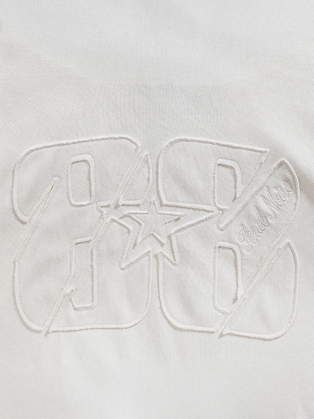 Men's Cream Oversized Fit Embroided Casual Sweatshirt - Image 3