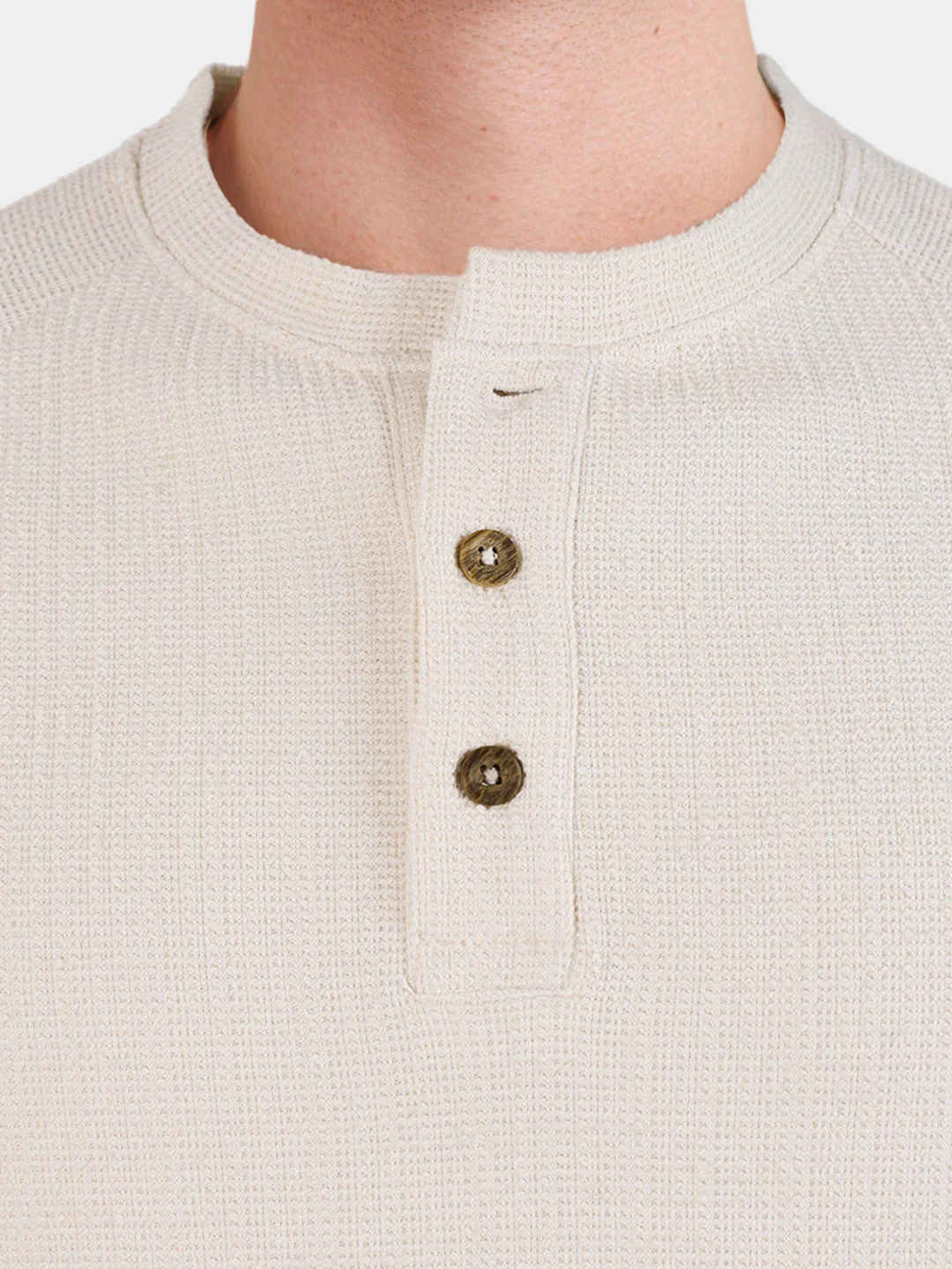 Men's Cream Regular Fit Solid Casual T-Shirt - Image 3