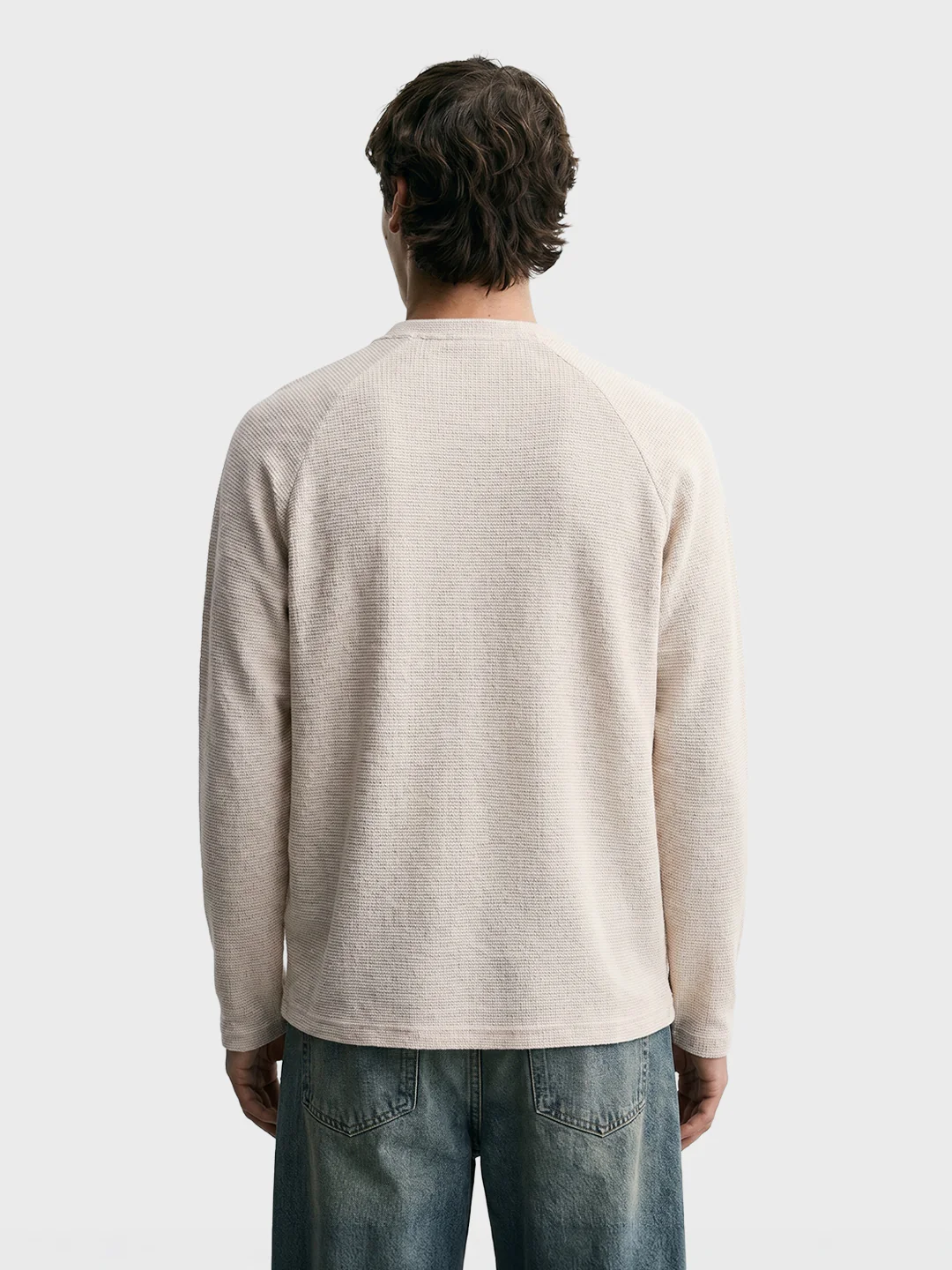 Men's Cream Regular Fit Solid Casual T-Shirt - Image 5