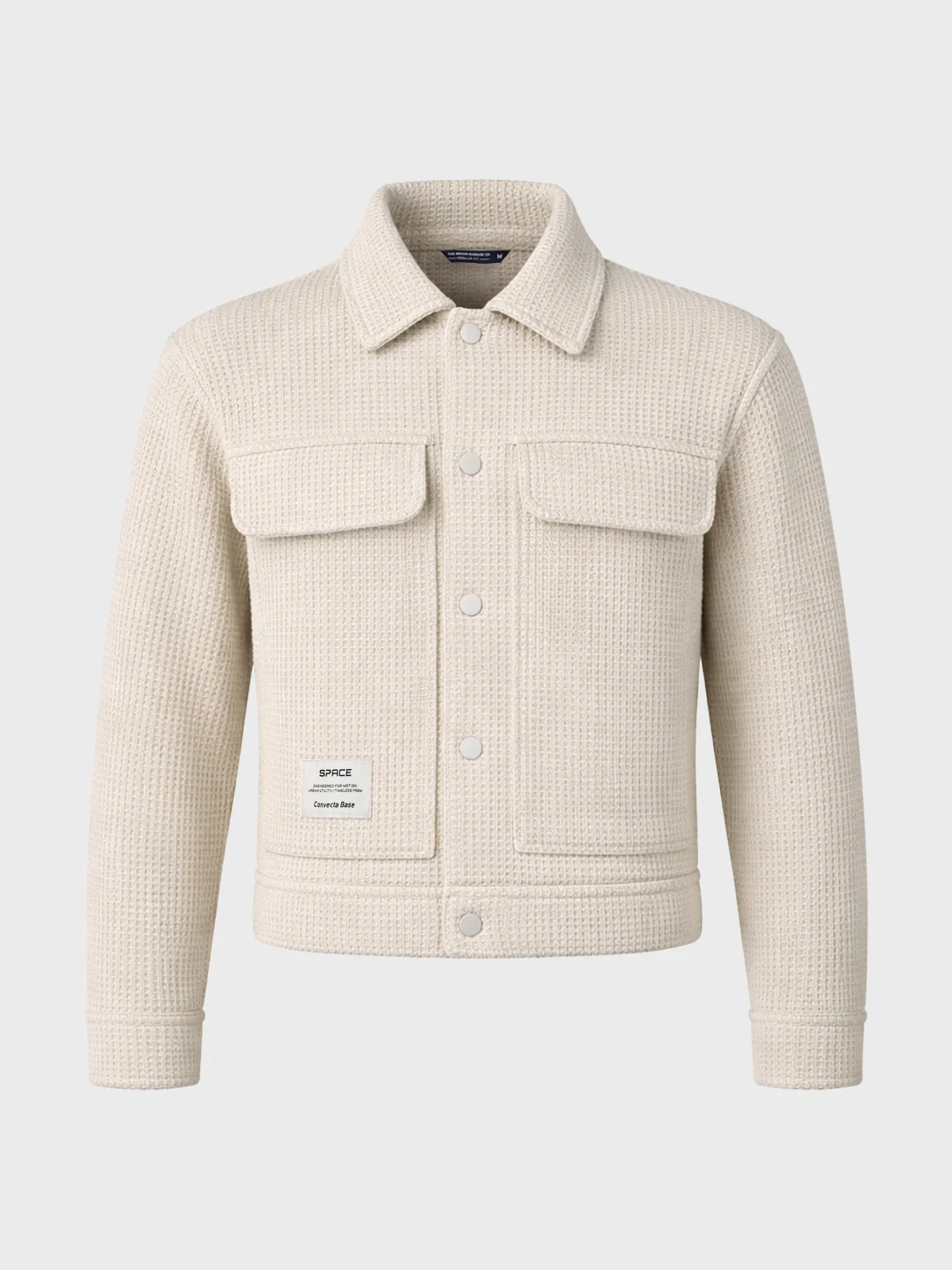 Men's Cream Regular Fit Textured Casual Biker Jacket - Image 4