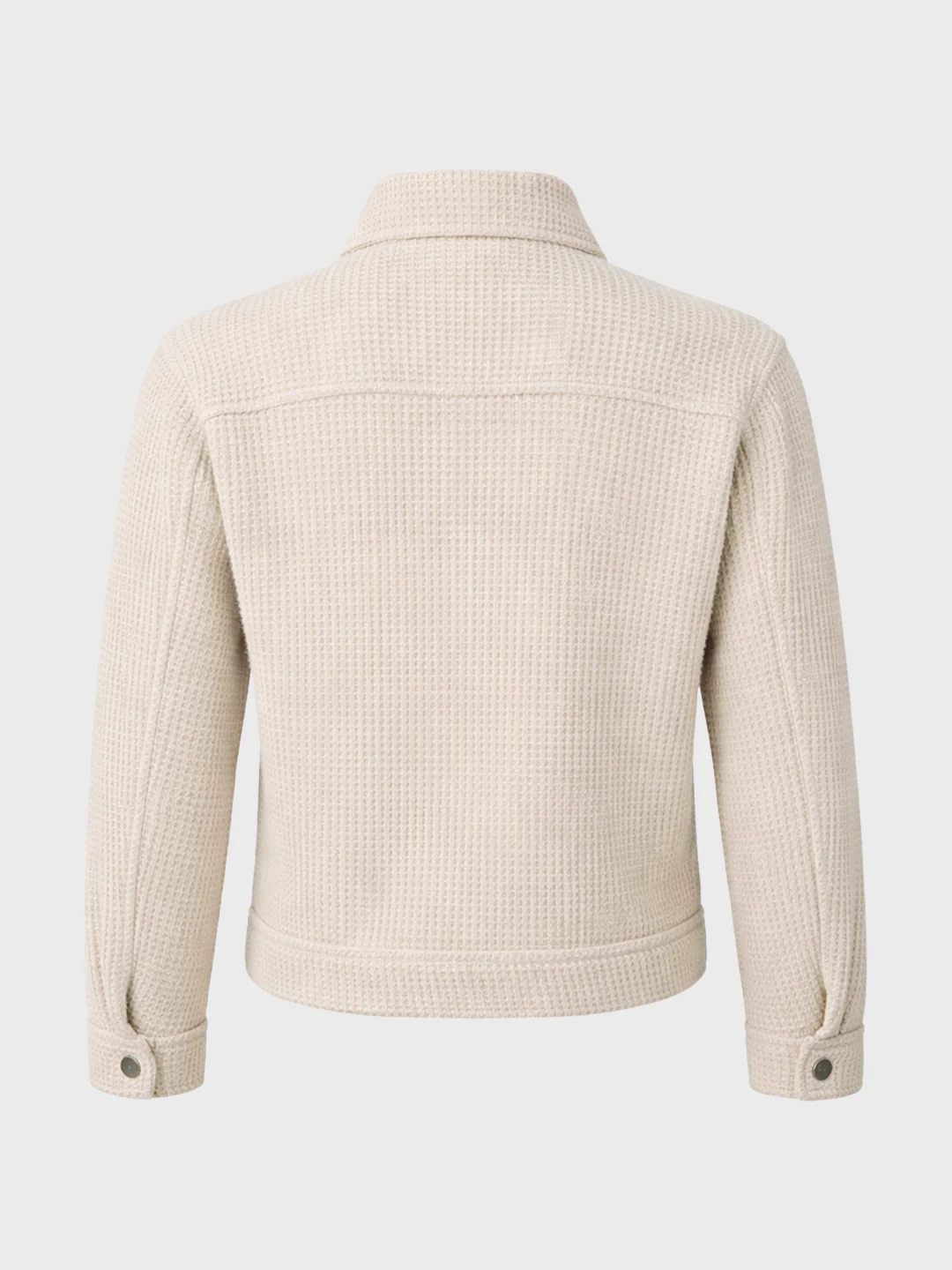 Men's Cream Regular Fit Textured Casual Biker Jacket - Image 5