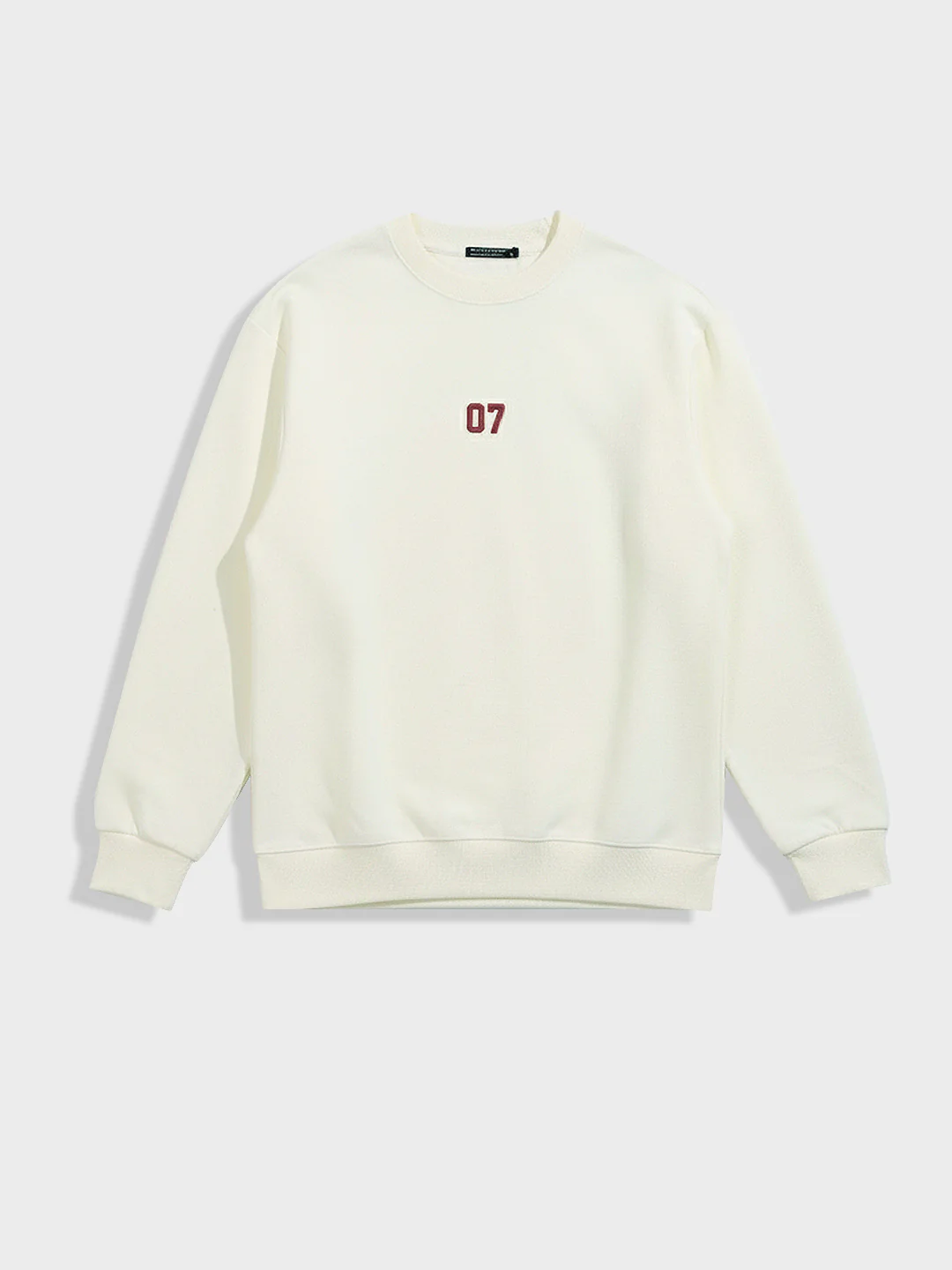 Men's Cream Relaxed Fit Embroided Casual Sweatshirt - Image 4