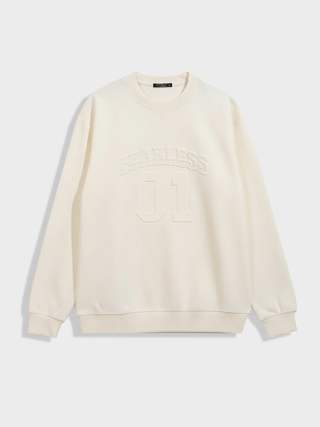 Men's Cream Relaxed Fit Embroided Casual Sweatshirt - Image 4