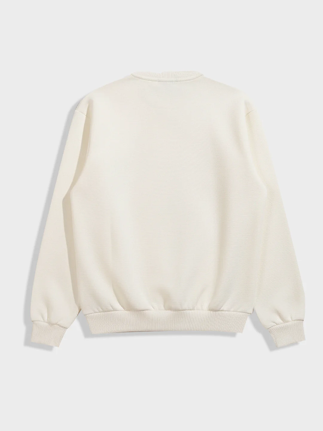 Men's Cream Relaxed Fit Embroided Casual Sweatshirt - Image 5