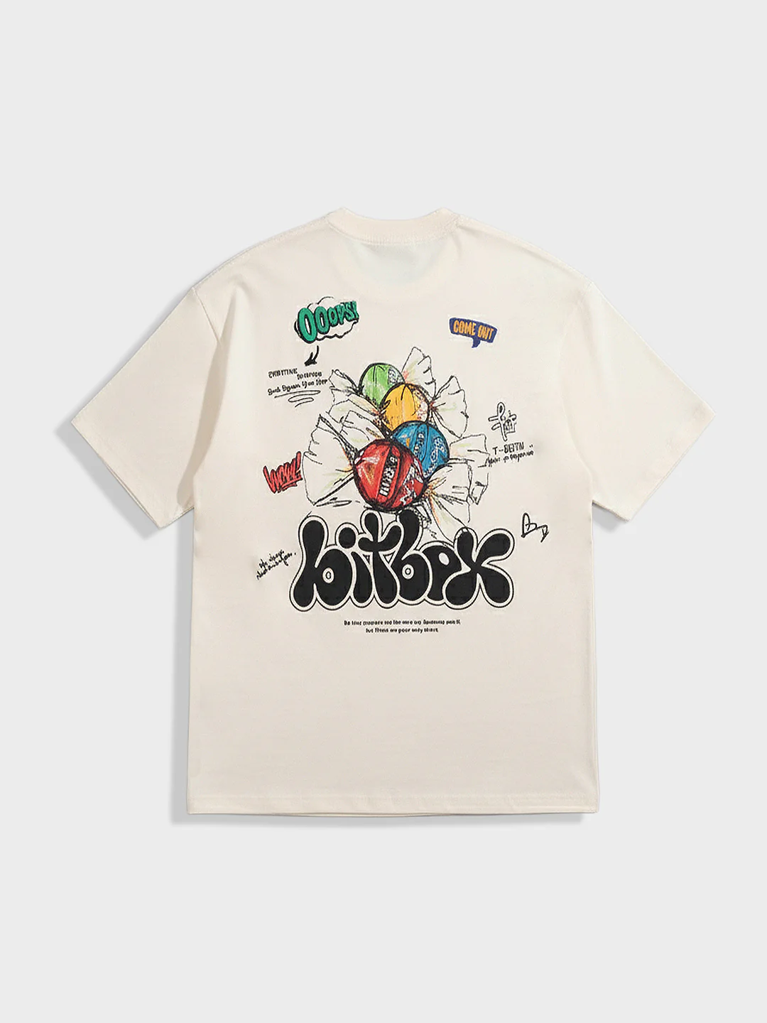 Men's Cream Relaxed Fit Embroided 240 GSM Casual T-Shirt - Image 5