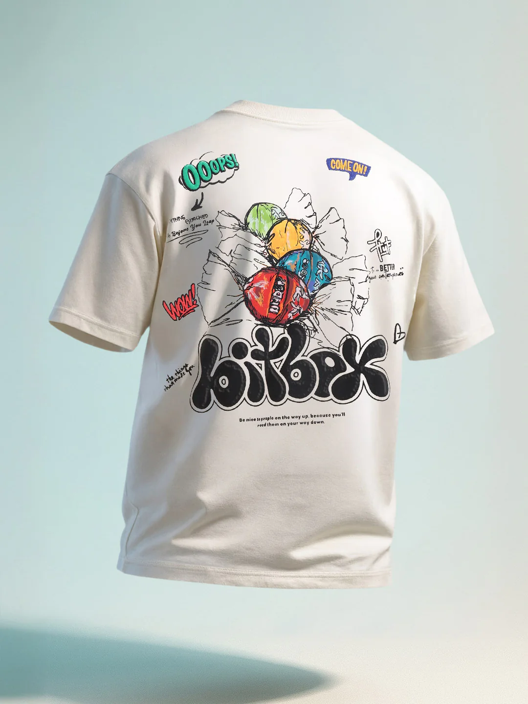 Men's Cream Relaxed Fit Embroided 240 GSM Casual T-Shirt - Image 9