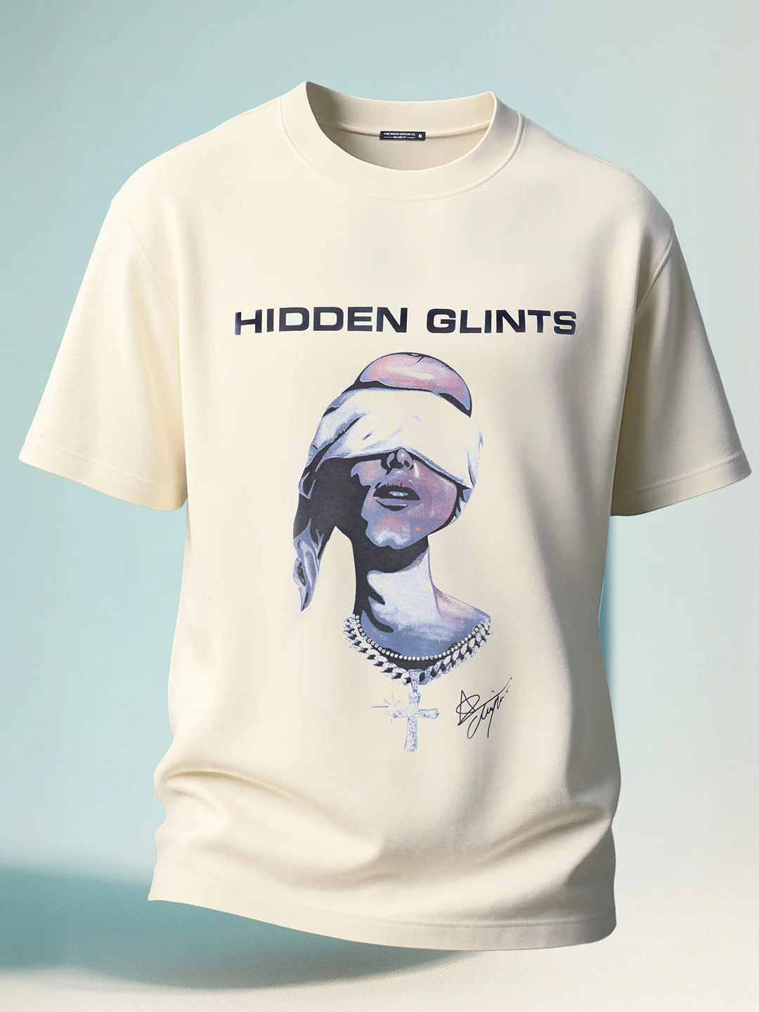 Men's Cream Relaxed Fit Graphic Printed 240 GSM Casual T-Shirt - Image 6