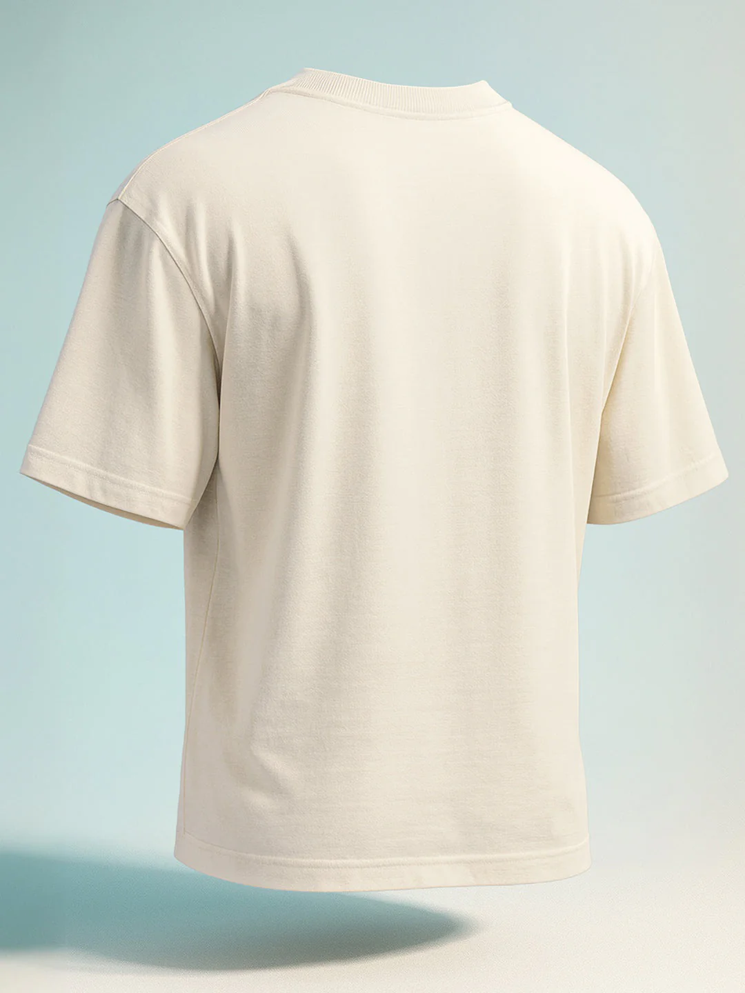 Men's Cream Relaxed Fit Graphic Printed 240 GSM Casual T-Shirt - Image 7