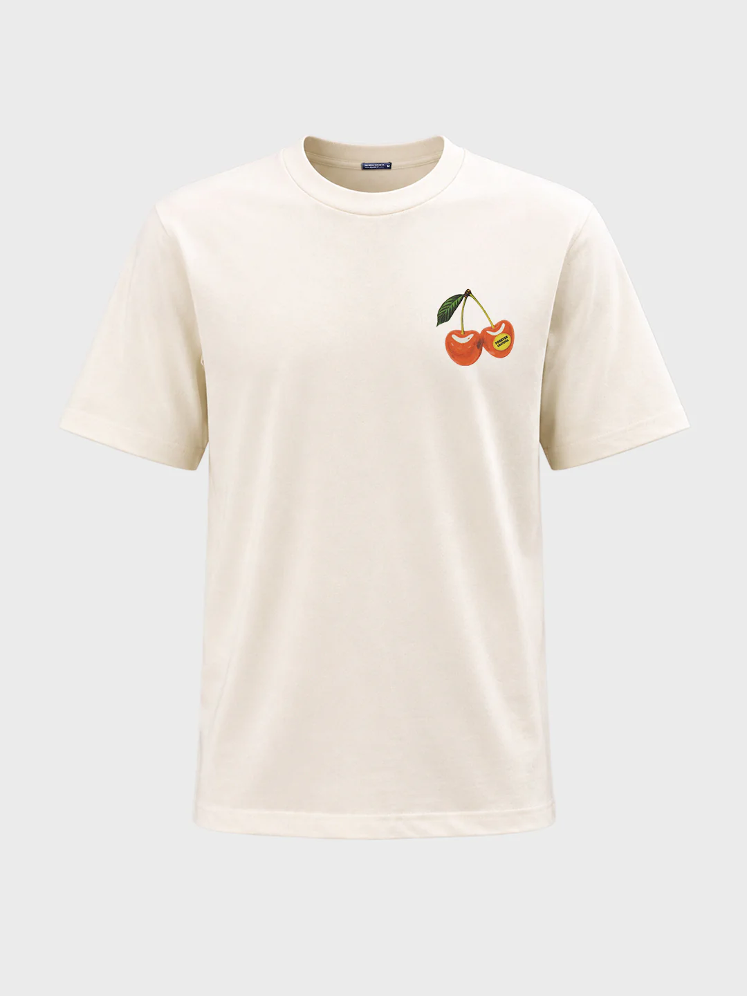 Men's Cream Relaxed Fit Graphic Printed Casual T-Shirt - Image 6