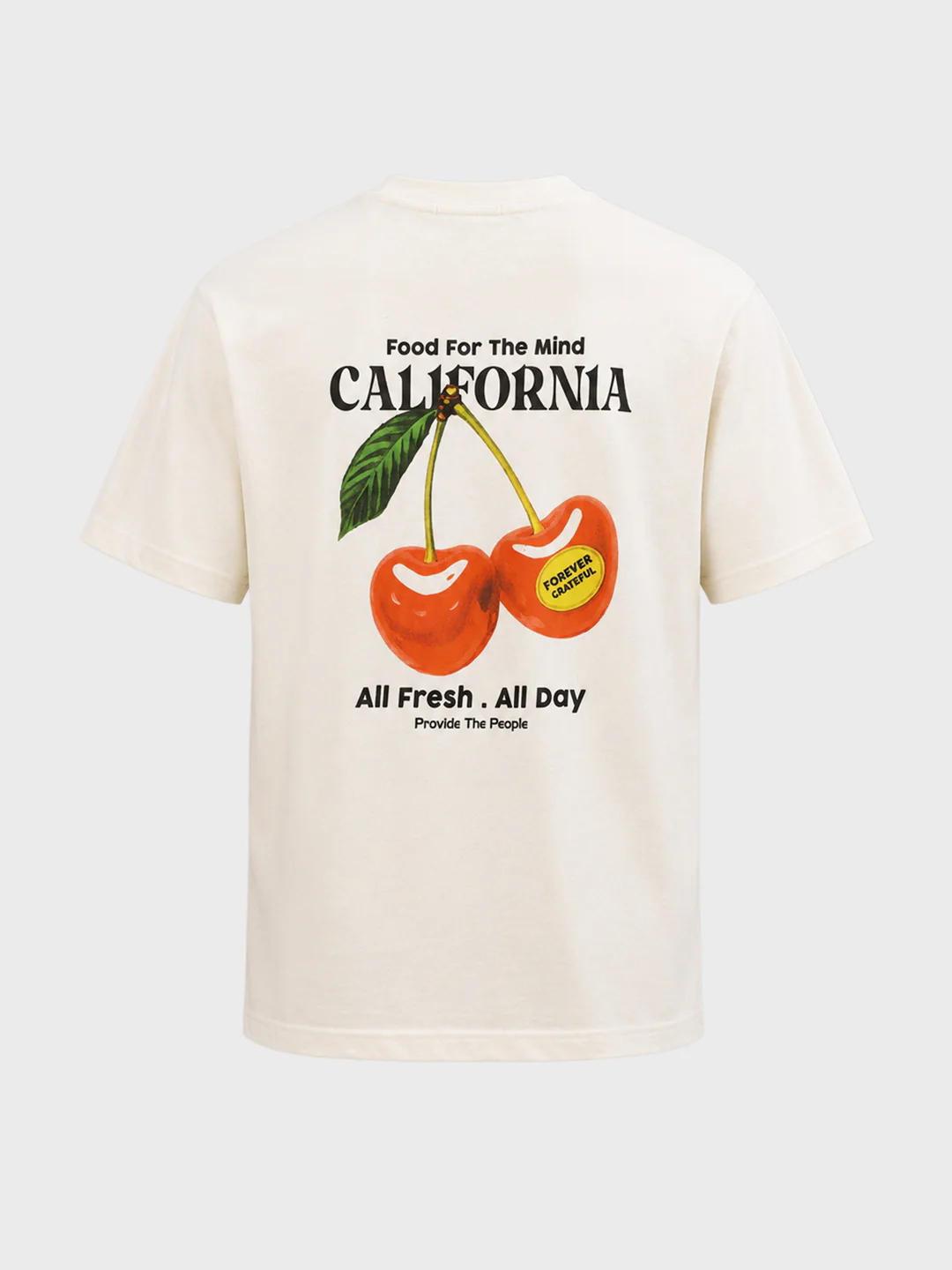 Men's Cream Relaxed Fit Graphic Printed Casual T-Shirt - Image 7