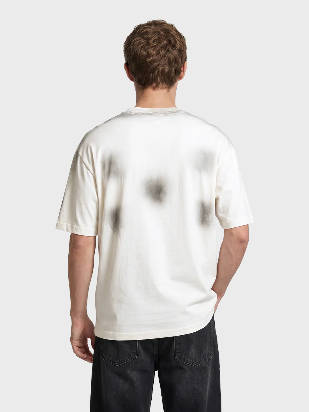 Men's Cream Relaxed Fit Graphic Printed 240 GSM Street Wear T-Shirt - Image 5