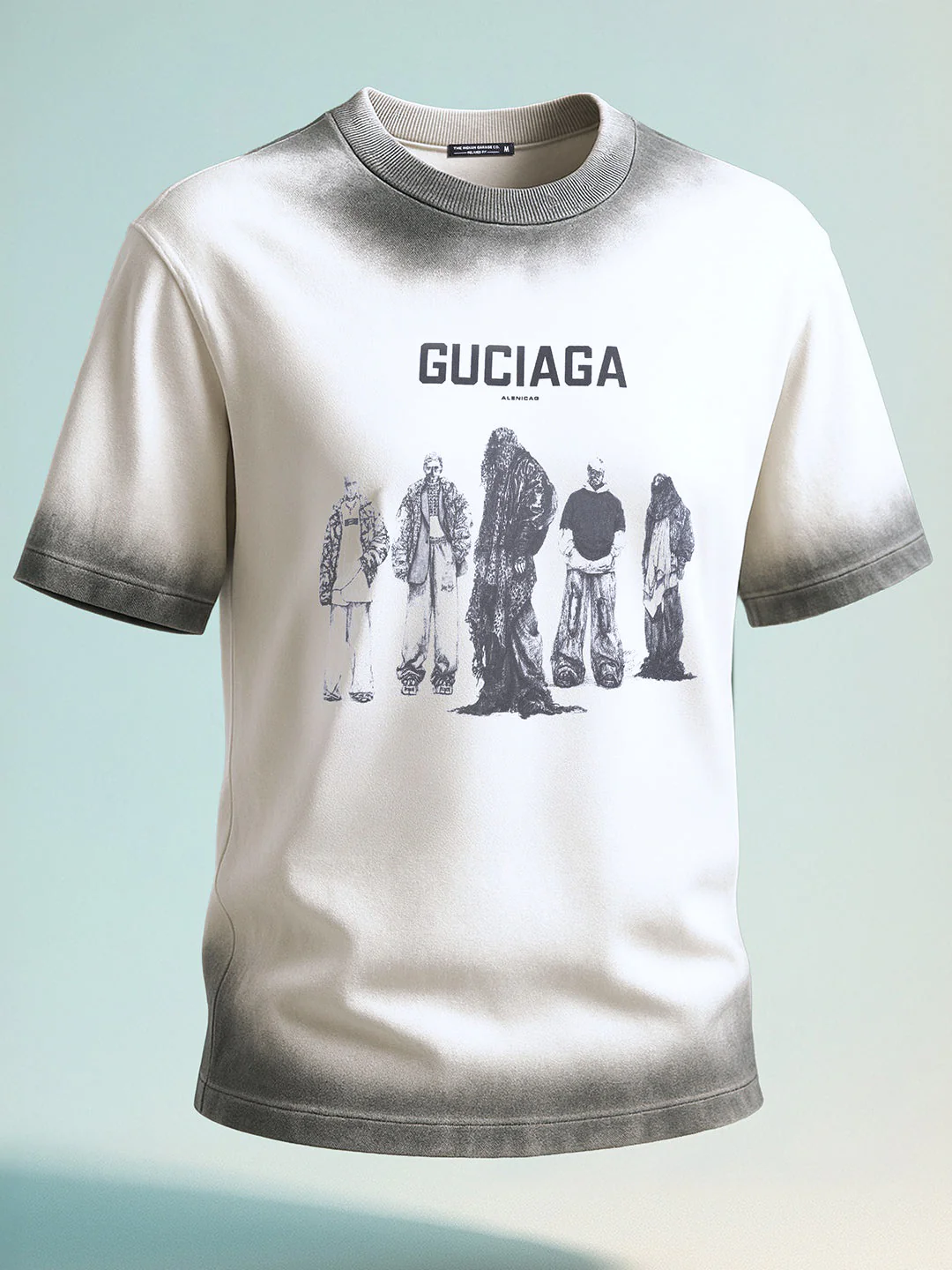 Men's Cream Relaxed Fit Graphic Printed 240 GSM Street Wear T-Shirt - Image 6