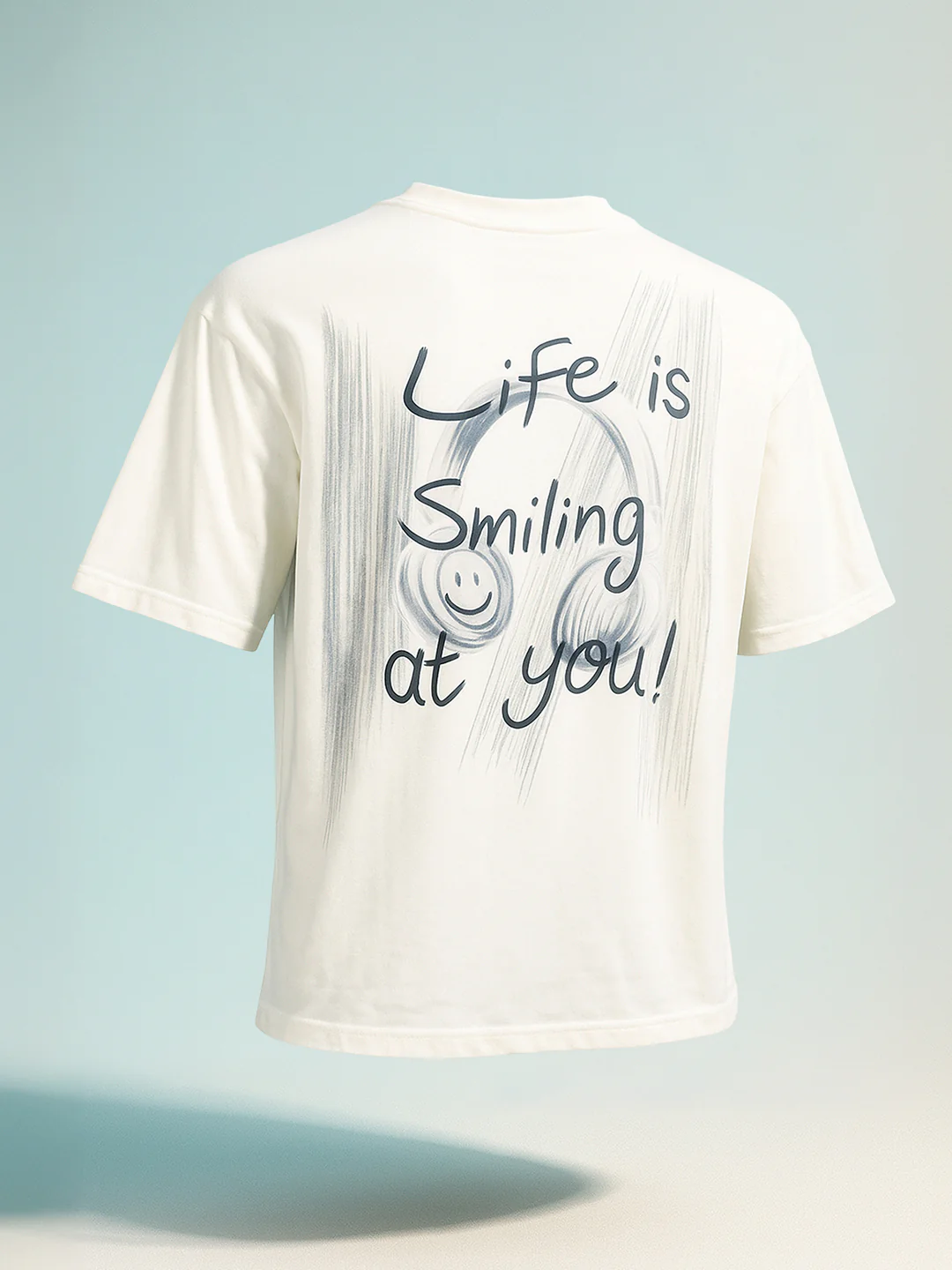 Men's Cream Relaxed Fit Graphic Printed 240 GSM Street Wear T-Shirt - Image 7