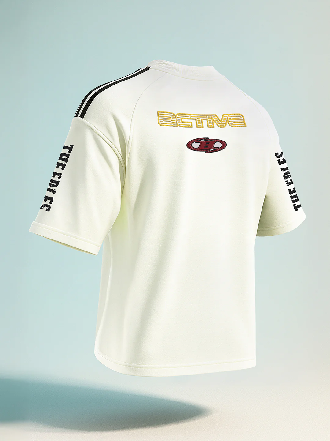 Men's Cream Relaxed Fit Graphic Printed 240 GSM Street Wear T-Shirt - Image 7