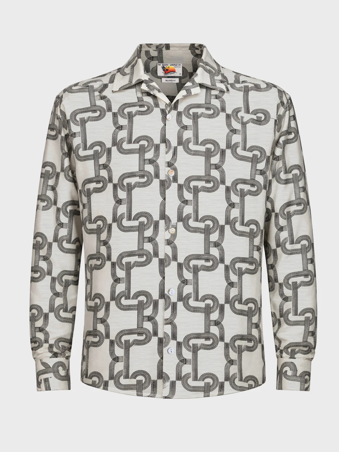 Men's Cream Relaxed Fit Printed Casual Shirts - Image 4