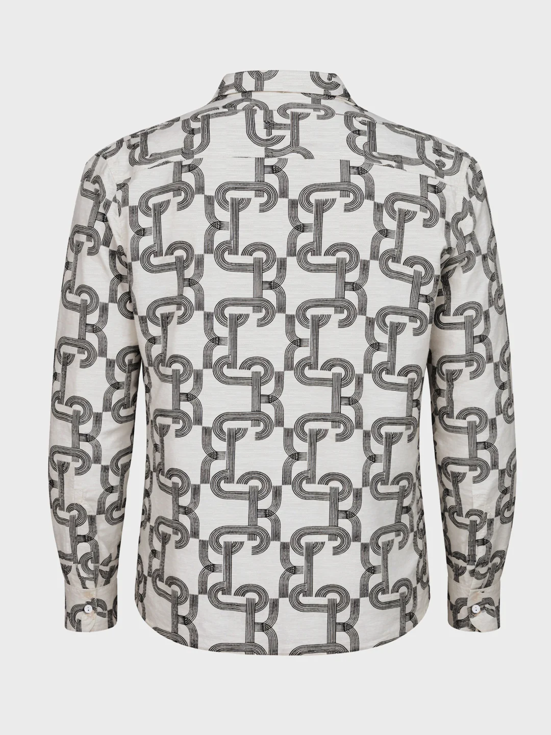 Men's Cream Relaxed Fit Printed Casual Shirts - Image 5