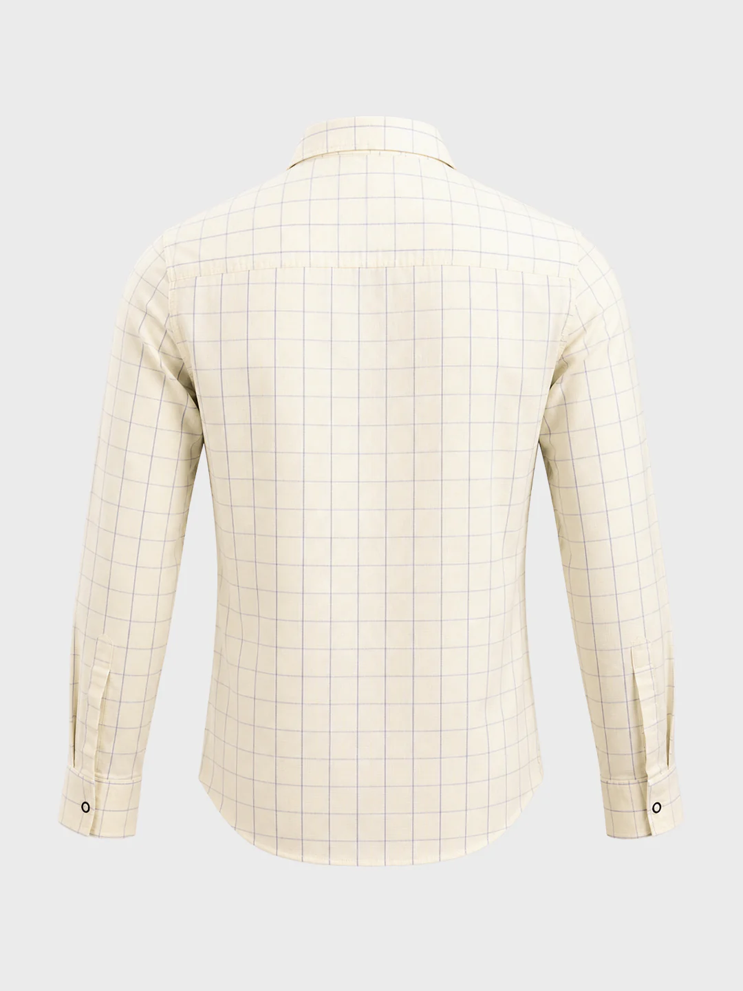 Men's Cream Slim Fit Checkered Casual Shirt - Image 7
