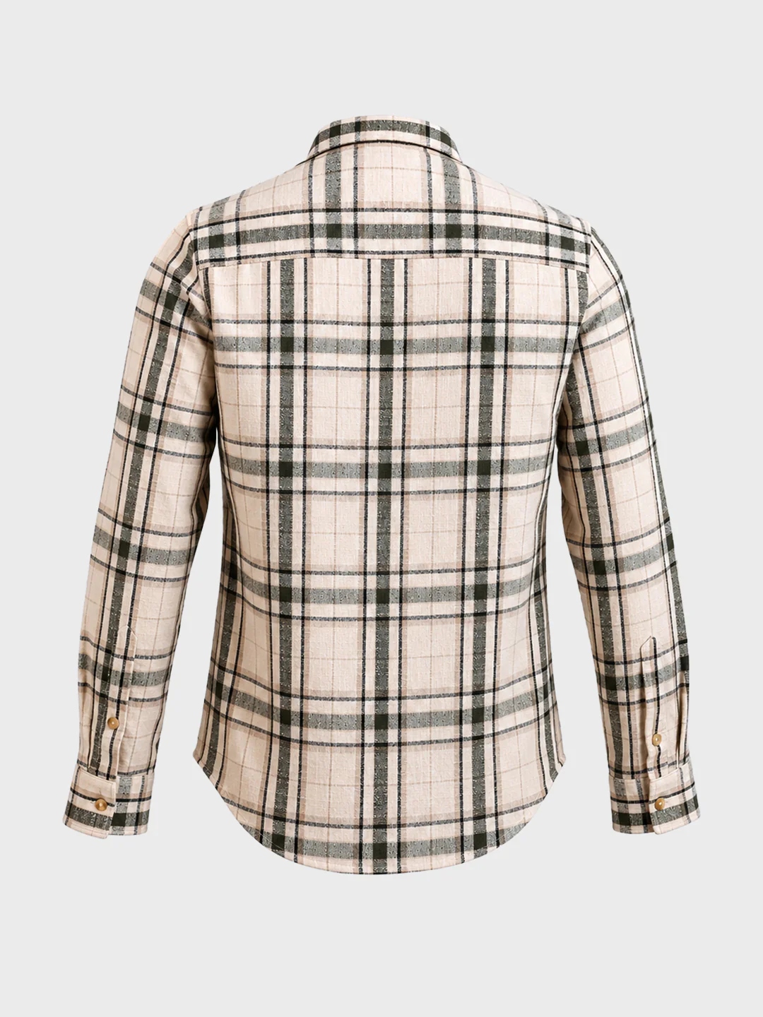 Men's Cream Slim Fit Checkered Casual Shirt - Image 7