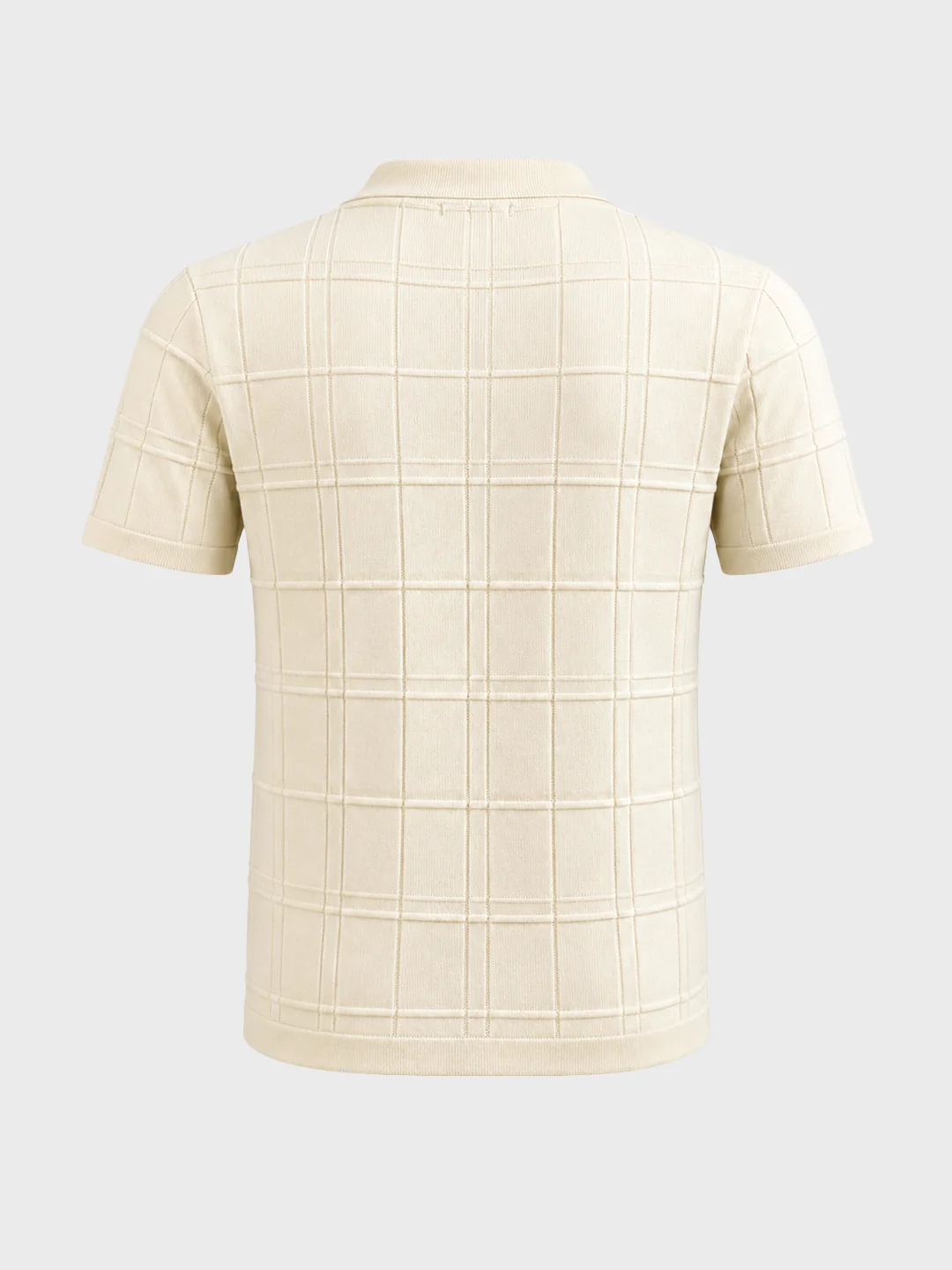 Men's Cream Slim Fit Solid Flat Knit Polos T-Shirt - Image 7