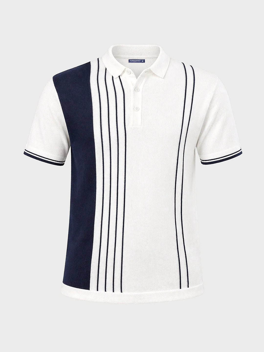 Men's Cream Slim Fit Striped Casual Polo T-Shirt - Image 5