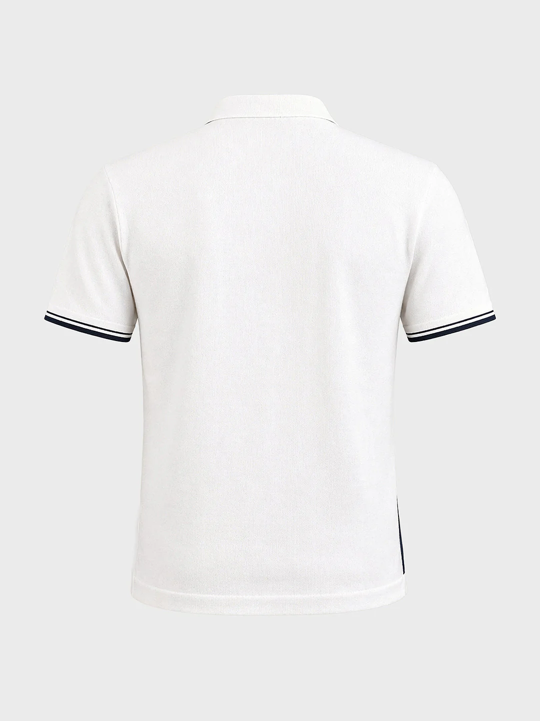 Men's Cream Slim Fit Striped Casual Polo T-Shirt - Image 6