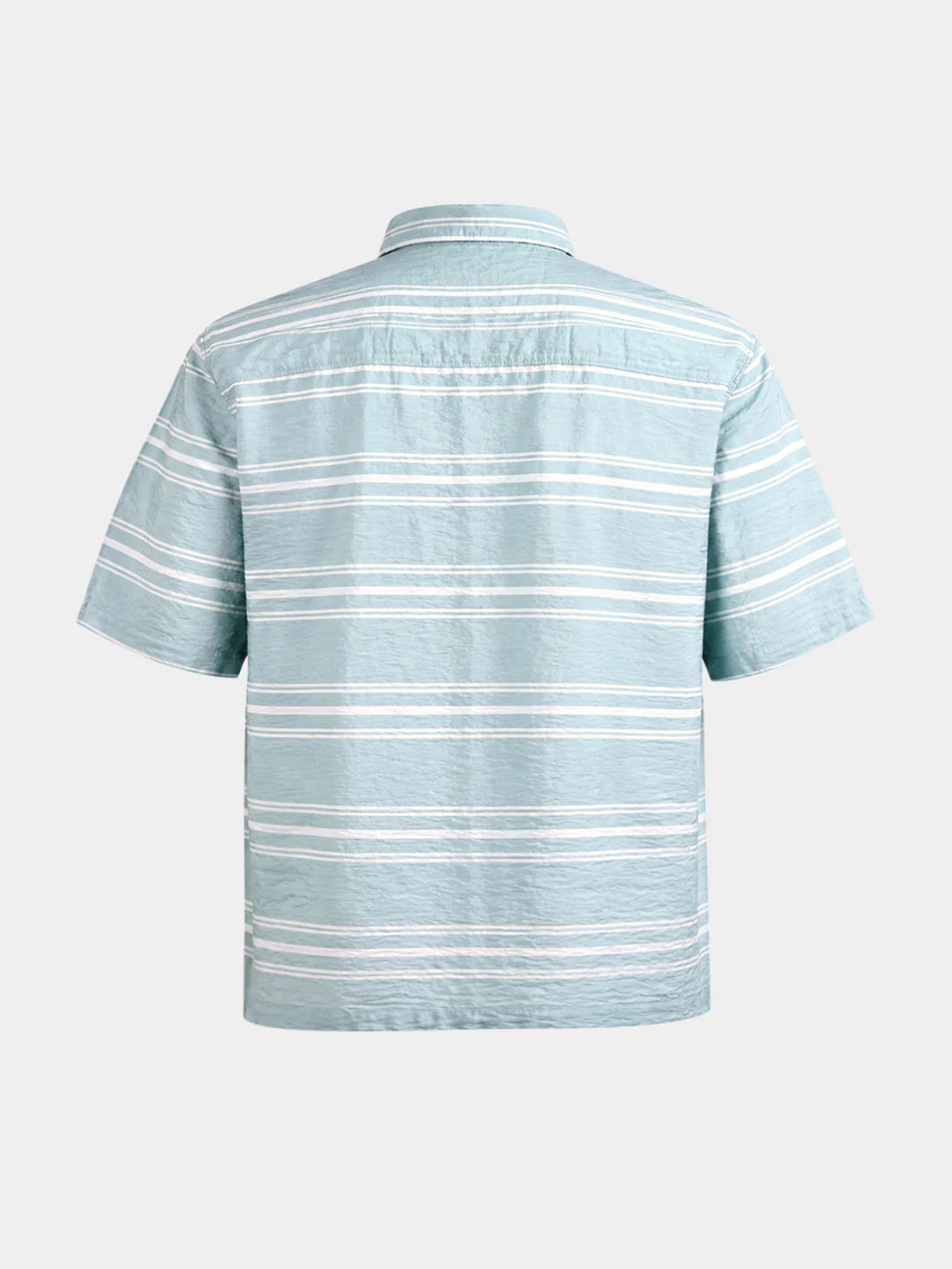 Men's Green Boxy Fit Striped Resort Wear Shirt - Image 7