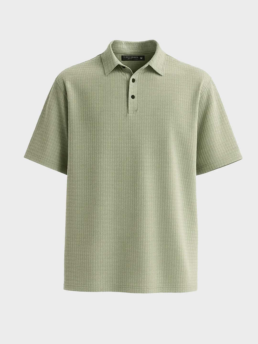 Men's Green Boxy Fit Textured Casual T-Shirt - Image 4