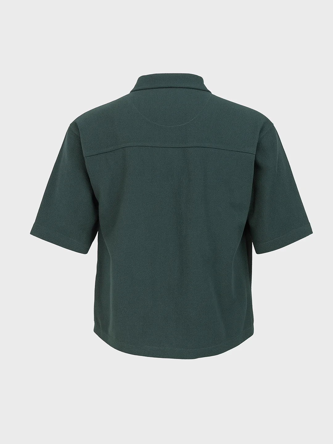 Men's Green Boxy Fit Textured Resort Wear Shirt - Image 5