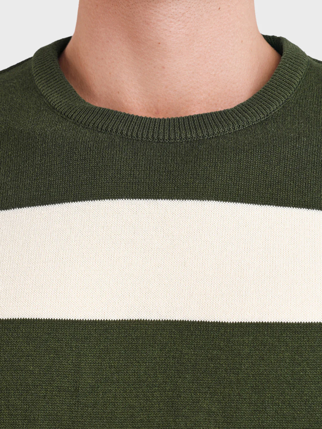 Men's Green Oversized Fit Striped Casual T-Shirt - Image 3