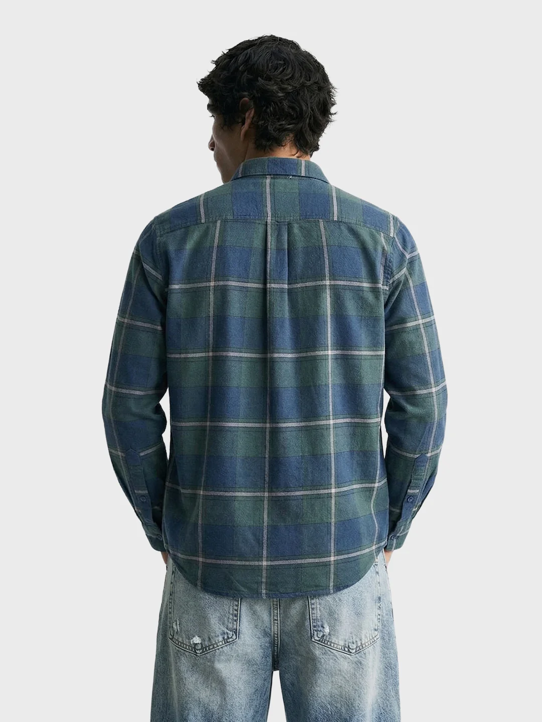 Men's Green Slim Fit Checkered Casual Shirt - Image 5