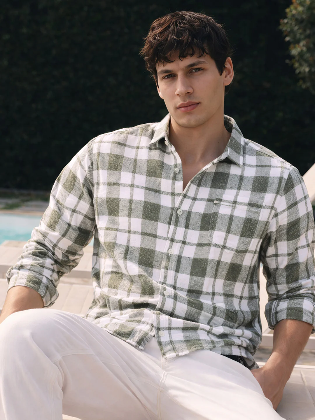 Men's Green Regular Fit Checkered Casual Shirt