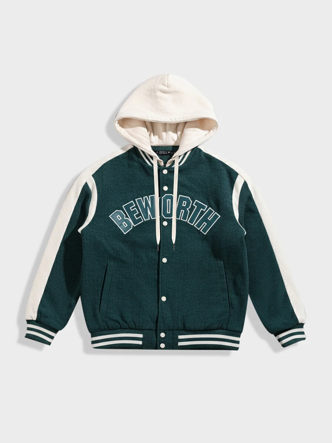 Men's Green Regular Fit Embroided Casual Bomber Jacket - Image 4